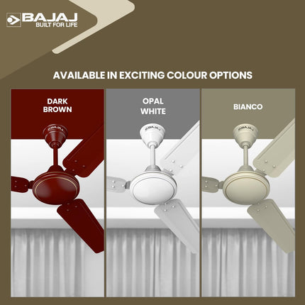 Bajaj Frore 1200 MM (48") 1 Star Rated Ceiling Fans For Home | BEE Star Rated Energy Efficient Ceiling Fan | Rust Free Coating For Long Life | High Air Delivery | 2-Yr Warranty 【Brown】 