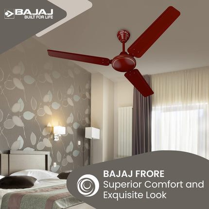 Bajaj Frore 1200 MM (48") 1 Star Rated Ceiling Fans For Home | BEE Star Rated Energy Efficient Ceiling Fan | Rust Free Coating For Long Life | High Air Delivery | 2-Yr Warranty 【Brown】 
