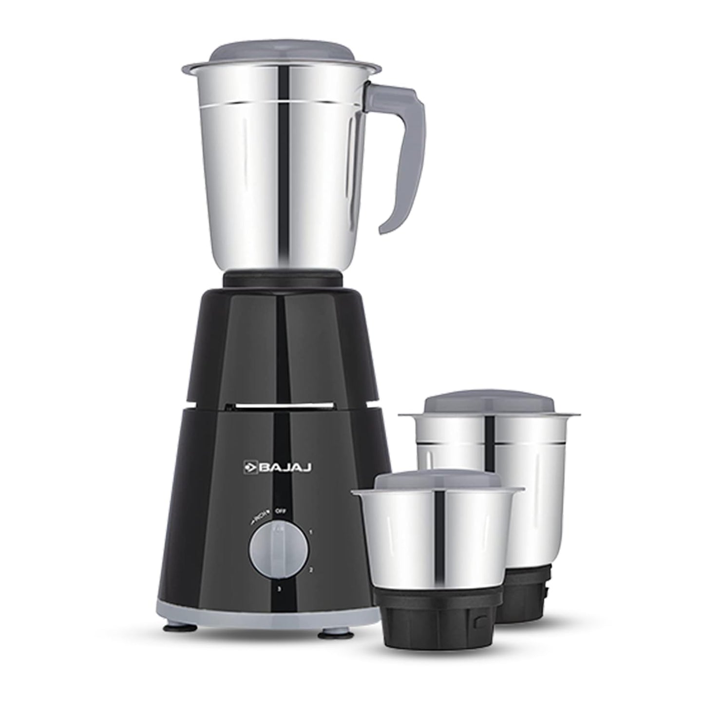 Bajaj GX-1 Mixer Grinder 500W|Superior Mixie For Kitchen|2-in-1 for Dry Grinding| Blade Function With Titan Motor|3 Stainless Steel Mixer Jars|1 Year Product Warranty By Bajaj|Black 