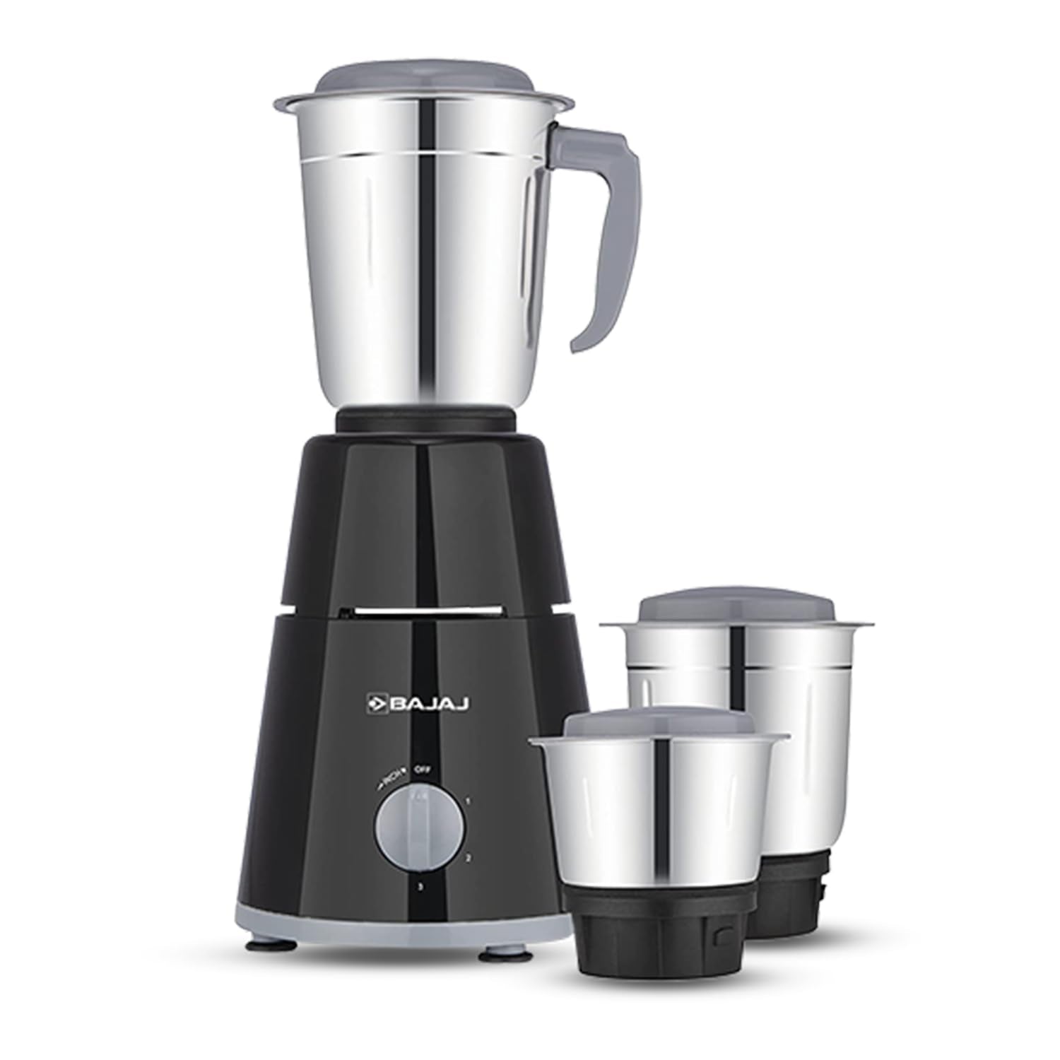 Bajaj GX-1 Mixer Grinder 500W|Superior Mixie For Kitchen|2-in-1 for Dry Grinding| Blade Function With Titan Motor|3 Stainless Steel Mixer Jars|1 Year Product Warranty By Bajaj|Black 