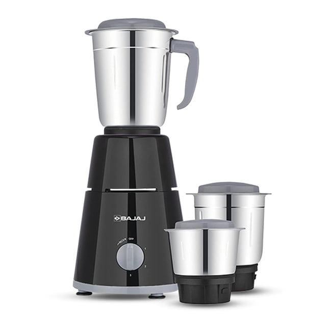 Bajaj GX-1 Mixer Grinder 500W|Superior Mixie For Kitchen|2-in-1 for Dry Grinding| Blade Function With Titan Motor|3 Stainless Steel Mixer Jars|1 Year Product Warranty By Bajaj|Black 