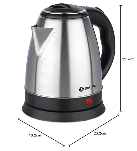 Bajaj KTX 1.5 Litre DLX Electric Kettle |1350W Kettle with Stainless Steel Body | Cordless Operation | Auto Shut-off Mechanism | 2-Yr Warranty | Black 