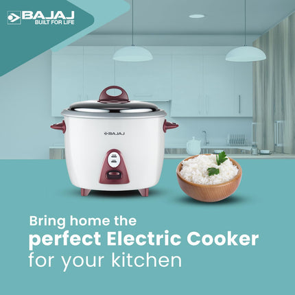 Bajaj Majesty New RCX 3 350-Watt Multifunction Rice Cooker (White/Pink) 