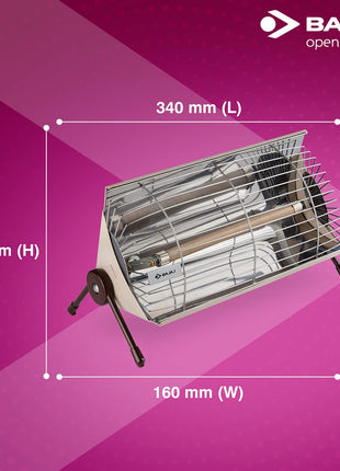 Bajaj Minor 1000W Radiant Room Heater ISI Approved White 2 Yr Warranty 
