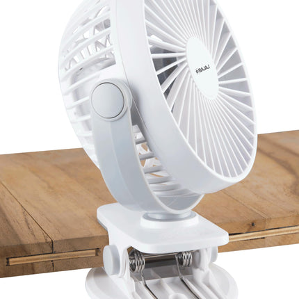 Bajaj Pygmy Mini Fan 110MM | USB Charging | Multi-Clip Function | Rechargeable | 4-Hr Back-up | Silent Operation | Longer Battery Life | Energy Efficient | Portable【White】 