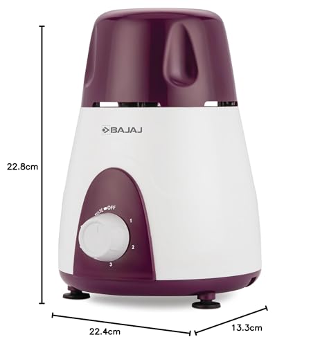 Bajaj Rex Mixer Grinder 500W|Mixie For Kitchen With Nutri-Pro Features|3 SS Mixer Jars For Heavy Duty Grinding|Adjustable Speed Control|Multifunctional Blade System|2 Year Warranty By Bajaj|Purple 