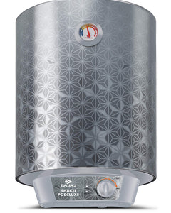 Bajaj Shakti PC Deluxe Storage 15 Litre Vertical Water Heater | BEE 4 Star Rated Geyser for Bathroom & Kitchen | Swirl Flow Technology | Titanium Armour Technology | 2 Years Warranty 【Grey】 