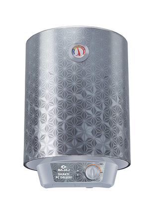 Bajaj Shakti PC Deluxe Storage 15 Litre Vertical Water Heater | BEE 4 Star Rated Geyser for Bathroom & Kitchen | Swirl Flow Technology | Titanium Armour Technology | 2 Years Warranty 【Grey】 