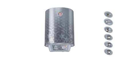 Bajaj Shakti PC Deluxe Storage 15 Litre Vertical Water Heater | BEE 4 Star Rated Geyser for Bathroom & Kitchen | Swirl Flow Technology | Titanium Armour Technology | 2 Years Warranty 【Grey】 