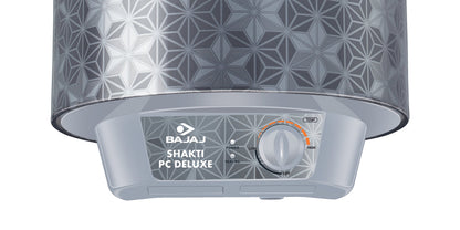 Bajaj Shakti PC Deluxe Storage 15 Litre Vertical Water Heater | BEE 4 Star Rated Geyser for Bathroom & Kitchen | Swirl Flow Technology | Titanium Armour Technology | 2 Years Warranty 【Grey】 