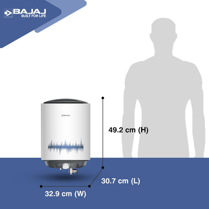Bajaj Shield Series New Shakti 10L Vertical Storage Water Heater | 4 Star BEE Rated Heater For Water Heating | Titanium Armour | Swirl Flow Technology | Glasslined Tank | 4 Yr Warranty 【White】 