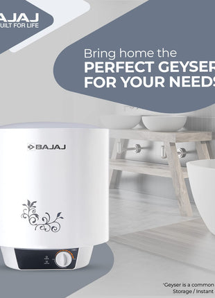 Bajaj Shield Series New Shakti 10L Vertical Storage Water Heater Titanium Armour 4 Star BEE Rated & Bajaj Rex Mixer Grinder 500W Nutri-Pro 3 SS Jars White 