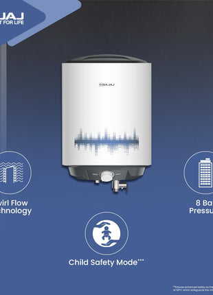 Bajaj Shield Series New Shakti 25L Vertical Storage Water Heater For Home| 5-Star Rated Geyser| Multiple Safety Systems| For High Rise Buildings| 10-Yr Tank 6-Yr Element 4-Yr Product Warranty 【White】 