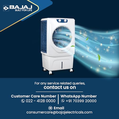 Bajaj Shield Series Velar 70L Desert Air Cooler For Home | Inverter Compatible | 80Ft Air Throw | Dual Side Water Inlet | Ice Chamber | 3 Yrs Warranty (1 Yr Standard + 2 Yrs Extended Warranty)【White】 