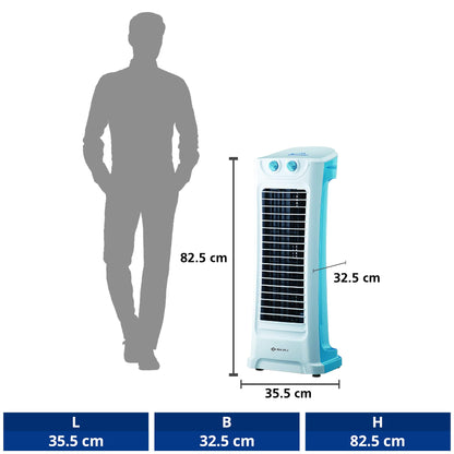Bajaj Snowvent Tower Fan For Home| Lightweight Portable Tower AC| Tough Blower With 3 Speed Control| Cooler for home| High Air Throw with Swing Control|1- Year Warranty By Bajaj|Blue-Turquoise|1200 mm 