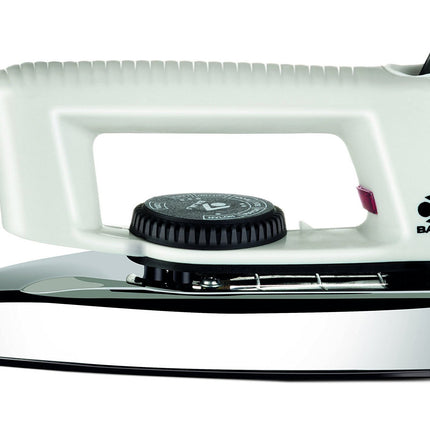 Bajaj Stainless Steel Popular Light Weight 1000W Dry Iron with Advance Soleplate and Anti Bacterial German Coating Technology, White, 1000 Watts 