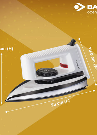 Bajaj Stainless Steel Popular Light Weight 1000W Dry Iron with Advance Soleplate and Anti Bacterial German Coating Technology, White, 1000 Watts 