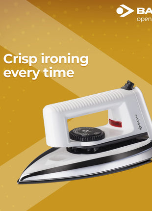 Bajaj Stainless Steel Popular Light Weight 1000W Dry Iron with Advance Soleplate and Anti Bacterial German Coating Technology, White, 1000 Watts 
