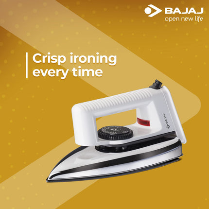 Bajaj Stainless Steel Popular Light Weight 1000W Dry Iron with Advance Soleplate and Anti Bacterial German Coating Technology, White, 1000 Watts 