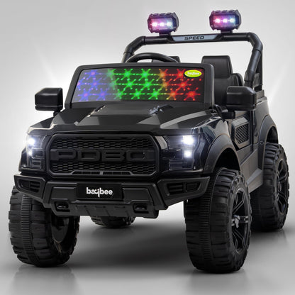 Baybee Bronco Battery Operated Jeep for Kids, Ride on Toy Kids Car with RGB Windshield Light & Music | Electric Jeep Battery Car | Baby Big Car for Kids to Drive 3 to 8 Years Boys Girls (Black) 