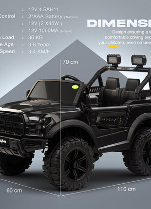 Baybee Bronco Battery Operated Jeep for Kids, Ride on Toy Kids Car with RGB Windshield Light & Music | Electric Jeep Battery Car | Baby Big Car for Kids to Drive 3 to 8 Years Boys Girls (Black) 