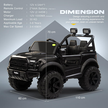 Baybee Bronco Battery Operated Jeep for Kids, Ride on Toy Kids Car with RGB Windshield Light & Music | Electric Jeep Battery Car | Baby Big Car for Kids to Drive 3 to 8 Years Boys Girls (Black) 