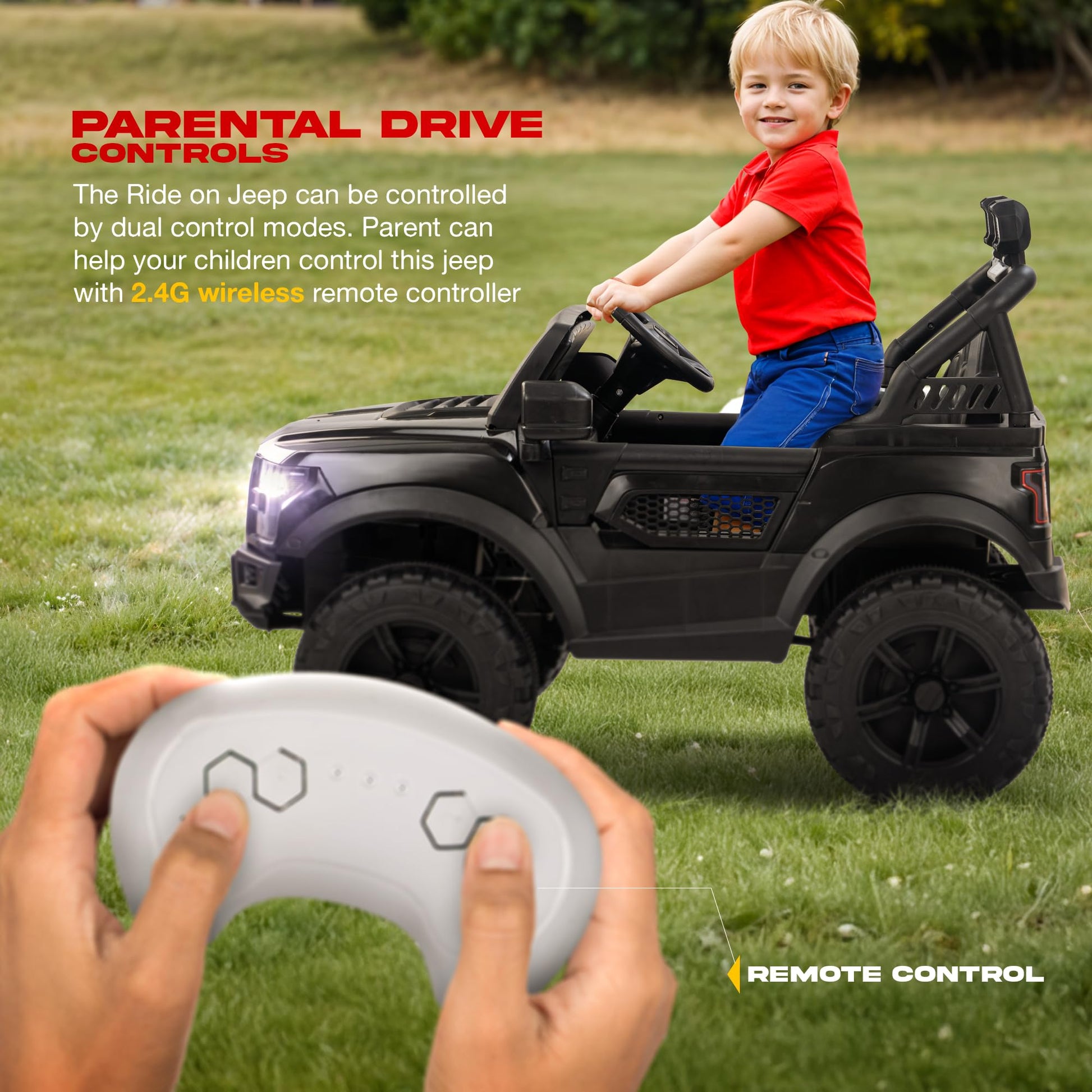 Baybee Bronco Battery Operated Jeep for Kids, Ride on Toy Kids Car with RGB Windshield Light & Music | Electric Jeep Battery Car | Baby Big Car for Kids to Drive 3 to 8 Years Boys Girls (Black) 