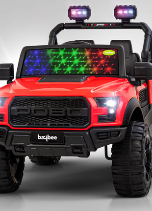 Baybee Bronco Battery Operated Jeep for Kids, Ride on Toy Kids Car with RGB Windshield Light & Music | Electric Jeep Battery Car | Baby Big Car for Kids to Drive 3 to 8 Years Boys Girls (Red) 