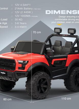 Baybee Bronco Battery Operated Jeep for Kids, Ride on Toy Kids Car with RGB Windshield Light & Music | Electric Jeep Battery Car | Baby Big Car for Kids to Drive 3 to 8 Years Boys Girls (Red) 