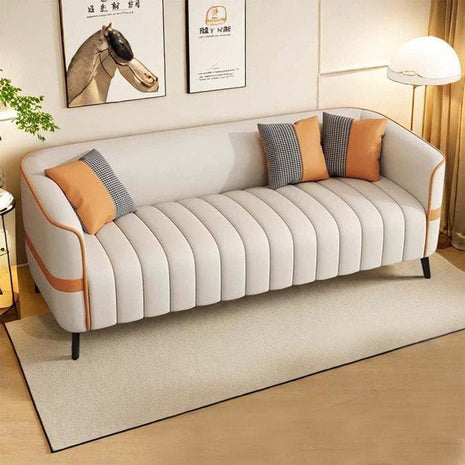 Beauti Sofa Ensemble - Modern 3-Seater Sofa in Stylish Orange & Cream 