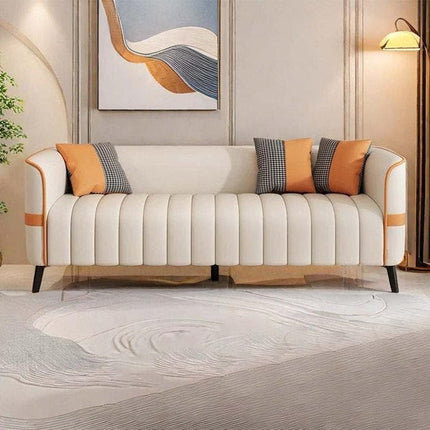 Beauti Sofa Ensemble - Modern 3-Seater Sofa in Stylish Orange & Cream 