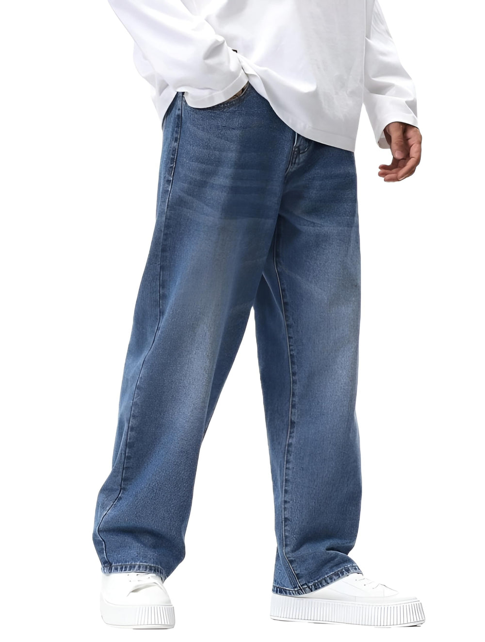 Ben Martin Light Blue Men Jeans || Baggy Fit Jean's for Man || Loose Fit High Rise Denim || Stretchable Casual Wear Jean,s || Dance Rap Rapping Style Pant for Men || Denim Cotton Jeans 32 (0)