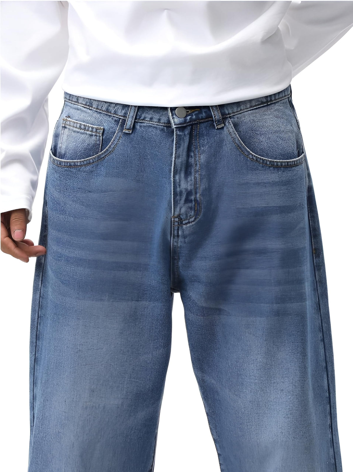 Ben Martin Light Blue Men Jeans || Baggy Fit Jean's for Man || Loose Fit High Rise Denim || Stretchable Casual Wear Jean,s || Dance Rap Rapping Style Pant for Men || Denim Cotton Jeans 32 (0) 