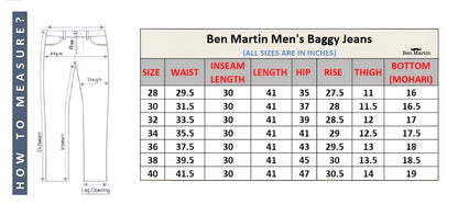 Ben Martin Light Blue Men Jeans || Baggy Fit Jean's for Man || Loose Fit High Rise Denim || Stretchable Casual Wear Jean,s || Dance Rap Rapping Style Pant for Men || Denim Cotton Jeans 32 (0) 