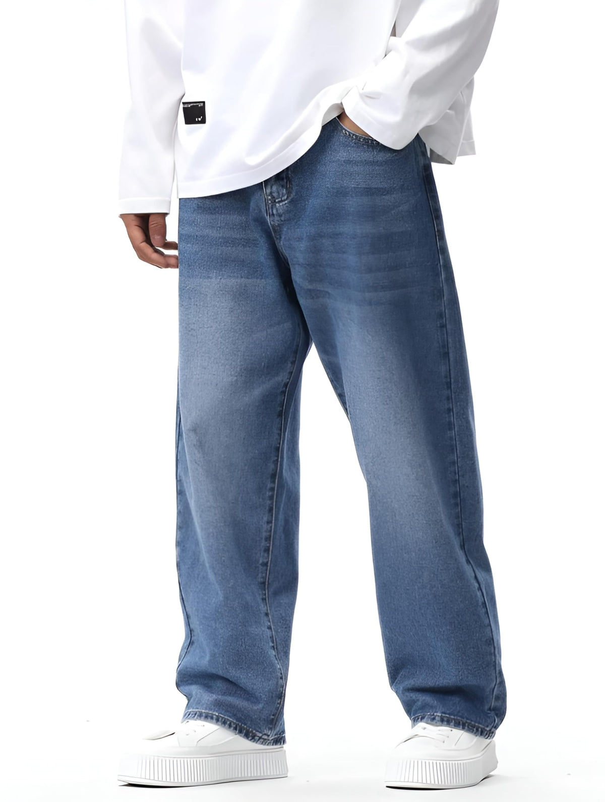 Ben Martin Light Blue Men Jeans || Baggy Fit Jean's for Man || Loose Fit High Rise Denim || Stretchable Casual Wear Jean,s || Dance Rap Rapping Style Pant for Men || Denim Cotton Jeans 32 (0) 