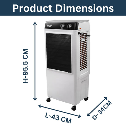 Bepure CoolX 40L Air Cooler | Air Delivery upto 2400 M3/H | Low Noise Operation | Low Power Consumption | 3 Side Honeycomb Cooling Pad | Large Ice Box 
