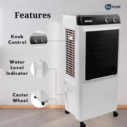 Bepure CoolX 40L Air Cooler | Air Delivery upto 2400 M3/H | Low Noise Operation | Low Power Consumption | 3 Side Honeycomb Cooling Pad | Large Ice Box 