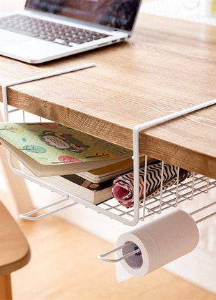 Bianco 12 Inch Multifunctional Kitchen Storage Basket Under Cabinet Storage Shelf Basket Wire Rack Organizer Versatile Durable Space Saving Convenient White Standard Pack of 1 