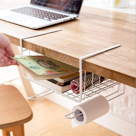 Bianco 12 Inch Multifunctional Kitchen Storage Basket Under Cabinet Storage Shelf Basket Wire Rack Organizer Versatile Durable Space Saving Convenient White Standard Pack of 1 