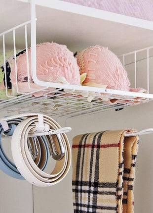 Bianco 12 Inch Multifunctional Kitchen Storage Basket Under Cabinet Storage Shelf Basket Wire Rack Organizer Versatile Durable Space Saving Convenient White Standard Pack of 1 