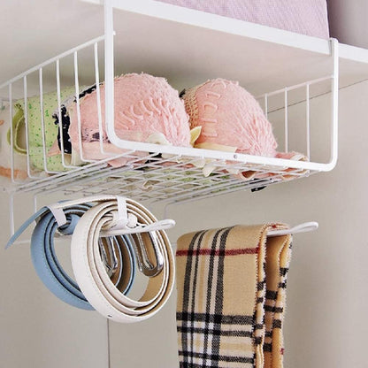 Bianco 12 Inch Multifunctional Kitchen Storage Basket Under Cabinet Storage Shelf Basket Wire Rack Organizer Versatile Durable Space Saving Convenient White Standard Pack of 1 