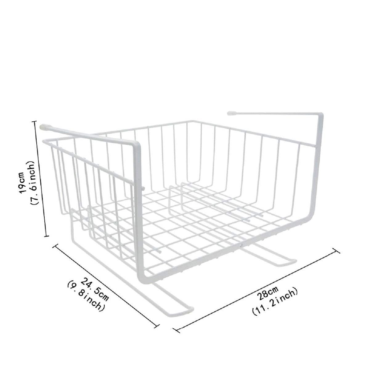Bianco 12 Inch Multifunctional Kitchen Storage Basket Under Cabinet Storage Shelf Basket Wire Rack Organizer Versatile Durable Space Saving Convenient White Standard Pack of 1 