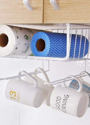 Bianco 12 Inch Multifunctional Kitchen Storage Basket Under Cabinet Storage Shelf Basket Wire Rack Organizer Versatile Durable Space Saving Convenient White Standard Pack of 1 