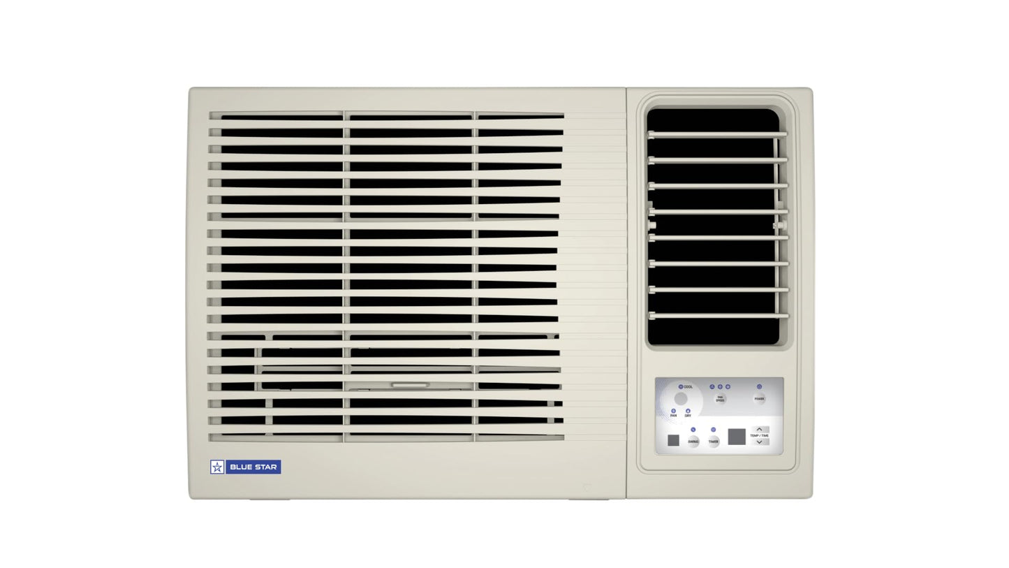 Blue Star 0.8 Ton 3 Star Fixed Speed Window AC (Copper, Turbo Cool, Fan Modes-Auto/High/Medium/Low, Hydrophilic Blue Fins, Dust Filters, Self-Diagnosis, WFD309L, White) 