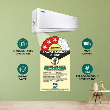 Blue Star 1.5 Ton 3 Star, 60 Months Warranty, Inverter Split AC (Copper, 5 in 1 Convertible, Turbo Cool, Energy Saver, Blue Fins, ID318YKU, 2024 Model, White) 