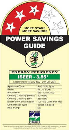 Blue Star 1.5 Ton 3 Star Convertible 4 in 1 Cooling Inverter Split AC (Copper, Multi Sensors, Dust Filter, Smart Ready, Blue Fins, Self Diagnosis, IA318VKU, White) 