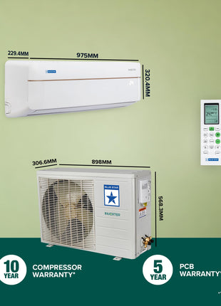 Blue Star 1.5 Ton 3 Star Hot and Cold, 60 Months Warranty, Inverter Split AC (Copper, Convertible 5 in 1 Cooling, Multi Sensors, Dust Filter, IC318VCUHC, White) 