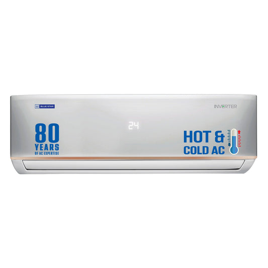 Blue Star 1.5 Ton 3 Star Hot and Cold Inverter Split AC (Copper,Convertible 5 in 1 Cooling, Smart Ready, AI Pro, Multi Sensors, Dust Filter, Blue Fins, Self Diagnosis, IC318DCUHC, White) 
