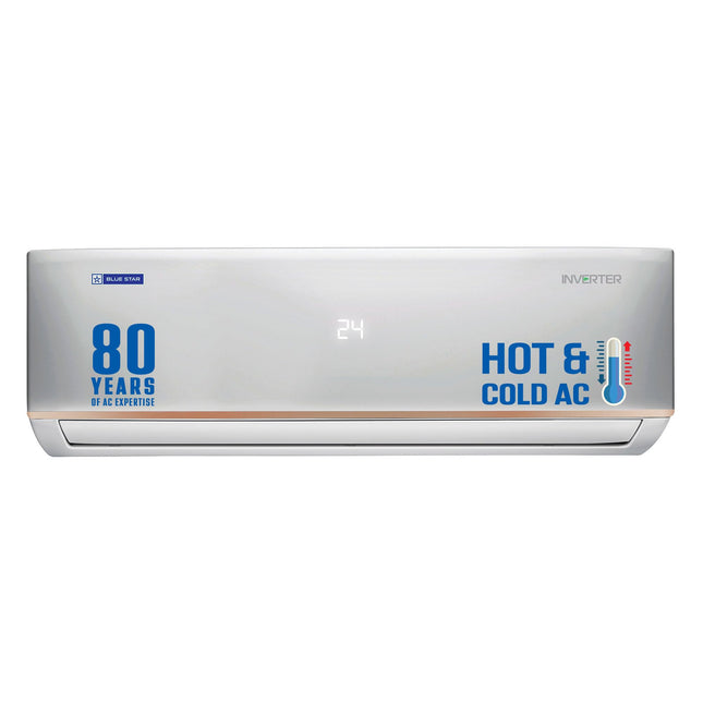 Blue Star 1.5 Ton 3 Star Hot and Cold Inverter Split AC (Copper,Convertible 5 in 1 Cooling, Smart Ready, AI Pro, Multi Sensors, Dust Filter, Blue Fins, Self Diagnosis, IC318DCUHC, White) 