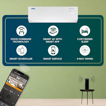 Blue Star 1.5 Ton 5 Star, 60 Months Warranty, WiFi Smart Inverter Split AC (Copper, Convertible 5 in 1 Cooling, Multi Sensors, Self Diagnosis, IC518YNURS, White) 